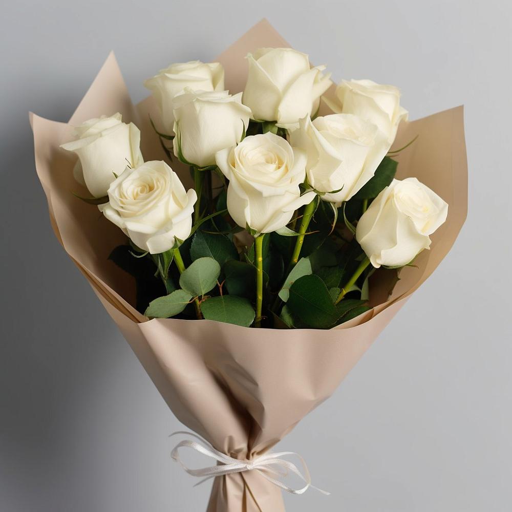 9 Белых роз Эдлесс Лав в Агрогородок Букет 9 Белых роз Эдлесс Лав в Агрогородок