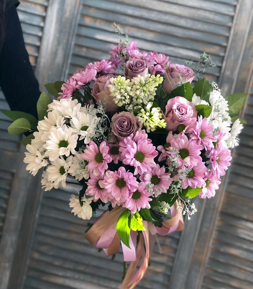 Букет Цветочный шарм в Агрогородок Букет цветов из: Хризантемы и Розы в Агрогородок