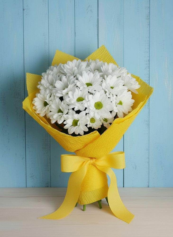 Букет Застенчивые лепестки в Агрогородок Букет цветов из: Хризантемы в Агрогородок